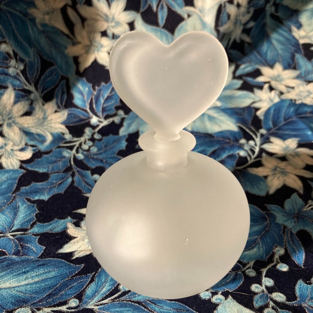 Vintage White Frosted Glass Round Perfume Bottle with Stopper